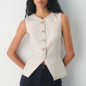 Aritzia Wilfred CruiseLinen Regal Suit Vest Size 6 Ecru Button-Up Quiet Luxury